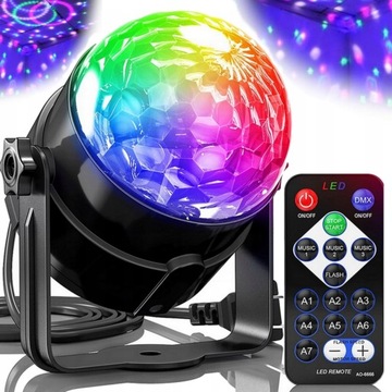 Kula Disco Dyskotekowa RGB Kula Świetlna Kolorowa Projektor Disco