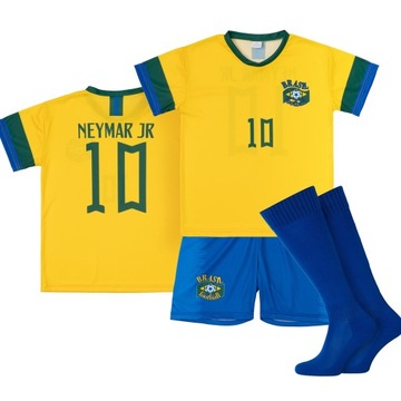Komplet / strój piłkarski NEYMAR JR. BRAZYLIA 10 + getry rozm.158