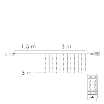 ICILS СВЕТОВАЯ ЗАВЕСА 300 LED ЭЛЕКТРИЧЕСТВО 3х3м лампы GIRLAND пульт дистанционного управления ПРОВОДА