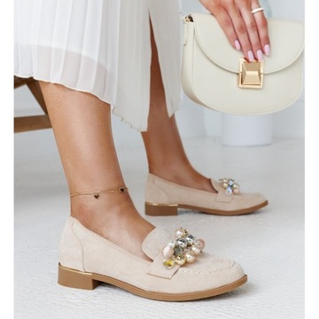 Лоферы ANSELME BEIGE 41 с камнями