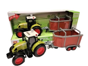 TRAKTOR Z PRZYCZEPĄ DUŻY ZESTAW ŚWIATŁO DZWIĘK