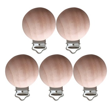 5 SZT. KLIPS Z NATURALNEGO DREWNA BUKOWEGO Z KLIPSEM DO SMOCZKA NIEDOKOŃCZONY UCHWYT DIY PACIF