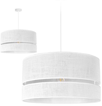 LAMPA WISZĄCA SUFITOWA ŻYRANDOL ABAŻUR NOWOCZESNA BOHO BIAŁA JUTA LED