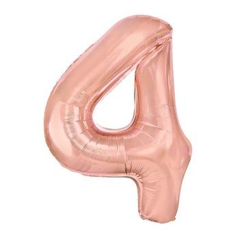Balon Foliowy Cyfra 4 Złoty Róż 100cm Rose Gold