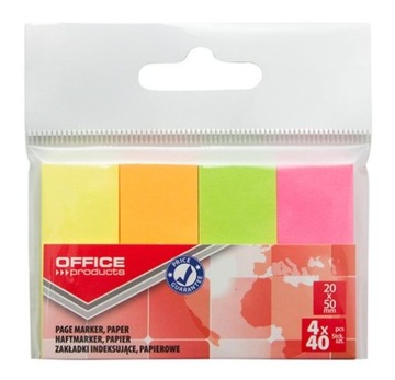 ZAKŁADKI KARTECZKI INDEKSUJĄCE PAPIER 4x40 SZT