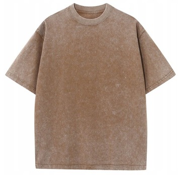 T-SHIRT MĘSKA BAWEŁNIANA POSTARZANA KOSZULKA VINTAGE LUŹNY OVERSIZE BAWEŁNA