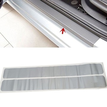 4 x NAKŁADKI PROGI OCHRONNE NAKLEJKI DRZWI CARBON