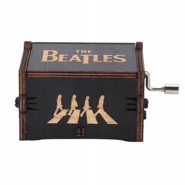 Деревянная музыкальная шкатулка «Битлз» с рукояткой в ​​подарок.