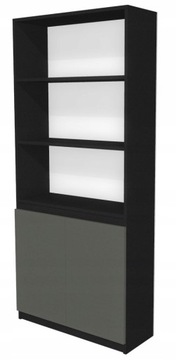 Regał z szafką na segregatory, 60cm czarno-szary