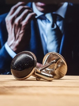 Черные свадебные запонки Stardust