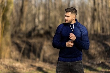 MODNY SWETER MĘSKI KOMIN GOLF WAR. GRANATOWY - XXL