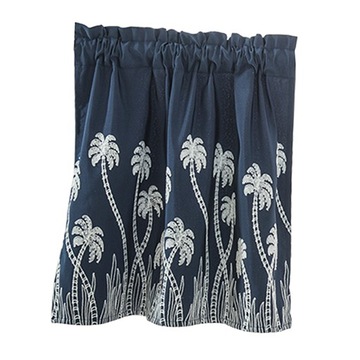 Вышитые оконные шторы для кухни Синий_90х90см