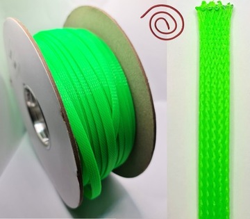 OPLOT NA KABLE POLIESTER 8mm-16mm osłona NEONOWY ZIELONY 1m