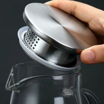 СТЕКЛЯННЫЙ КУВШИН С КРЫШКОЙ ДЛЯ ЧАЯ ДЛЯ ВОДЫ КОМПОТ ЛИМОНАД БОЛЬШОЙ 1,5Л