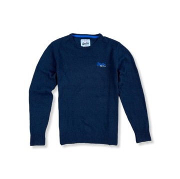 SuperDry sweter lambswool wełna unikatLogoKlasyk L