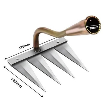 Инструмент для удаления сорняков, острая мотыга для выравнивания газона с медными зубами с 4 зубьями