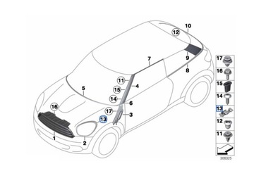 Крючок для рамки фары Mini OE 51132752145 ASO