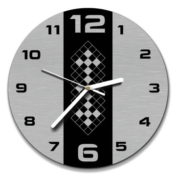 zegar ścienny stal inox śr. 30cm romby kwadraty