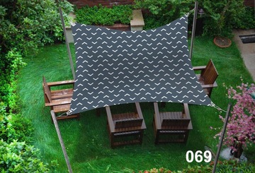 ŻAGIEL CIENIUJĄCY WODOSZCZELNY GRAFICZNY NA WYMIAR NA TARAS DO OGRODU PATIO