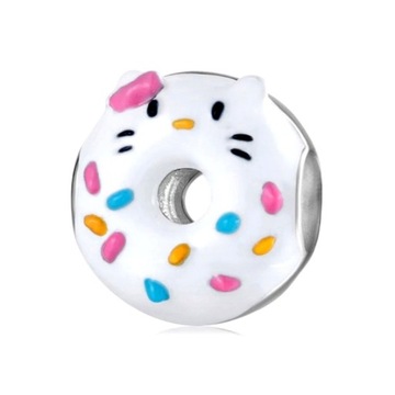 Charms słodki kot donut Kitty kicia kokardka s925