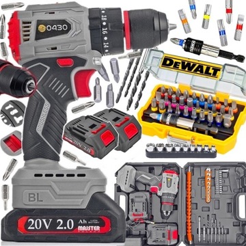 UDAROWA BEZSZCZOTKOWA WIERTARKO WKRĘTARKA 2xAKU 20V ZEST.BITY DEWALT 32 EL.