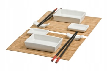 НАБОР сервировочных СУШИ 10 шт. для эко-закусок для 2 ЧЕЛОВЕК Коврик для миски