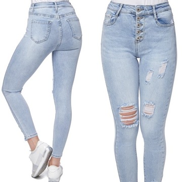 206_ S/36_ Spodnie jeans rurki przetarcia DAYSIE