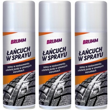 ŁAŃCUCH W SPRAYU BRUMM NA ŚNIEG ZIMA 200 ml x3