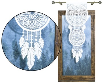 SZTYWNA FIRANA ŻAKARDOWA ŁAPACZ SNÓW AŻUR DEKOR