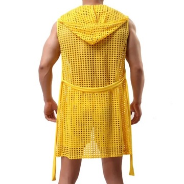 Men Robes Brand Sexy Men Mesh Bathrobe Slpwear Sho