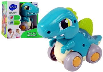 FIGURKA DINOZAUR NA KÓŁKACH NIEBIESKI
