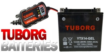 Akumulator Tuborg YTX14-GEL 12V 12.6Ah 220A MOCNY URUCHOMIONY +ŁADOWARKA