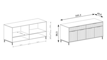 Вместительный комод, шкаф для гостиной, Eleganzo кашемир, 165,3 см, МДФ RIFFLE