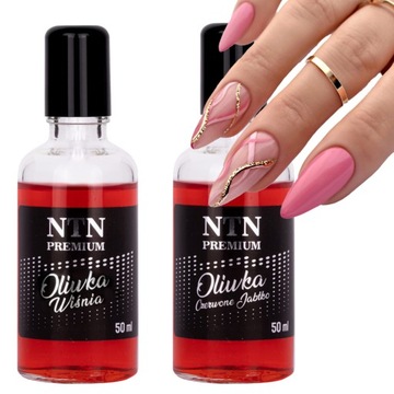 1+1 NTN Oliwka do skórek paznokci odżywka 50ml roller z kulką WIŚNIA JABŁKO