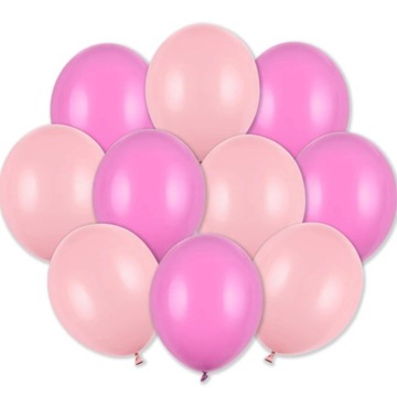 Balony urodziny jasny różowy + fuksja róż 10 szt