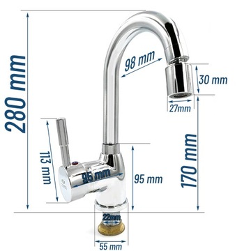 КУХОННЫЙ Смеситель для мойки, ВЫСОКОВРАЩАЮЩИЙСЯ, ДВИЖУЩАЯСЯ ЛЕНТА, АЭРАЦИЯ