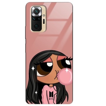 Etui Szklane XIAOMI REDMI NOTE 10 PRO Różówy Fioletowe Słodkie Cute Wzory