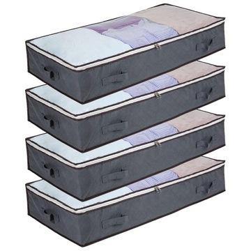 4x ЧЕХОЛ-ОРГАНИЗАТОР ДЛЯ ХРАНЕНИЯ ОДЕЖДЫ ПОСТЕЛЬНОЕ ПРИНАДЛЕЖНОСТИ ПОД КРОВАТЬЮ 90Л