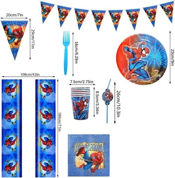 НАБОР ОДНОРАЗОВОЙ ПОСУДЫ ДЛЯ ВЕЧЕРИНКИ ЧЕЛОВЕКА ПАУКА