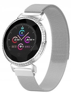 SMARTWATCH zegarek CYRKONIE Pulsometr Krokomierz