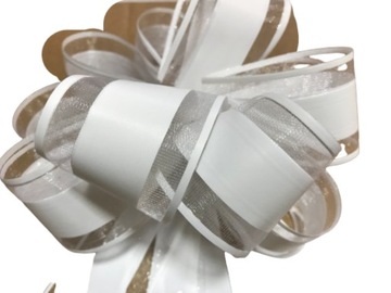 duża kokarda ok 20cm biała ściągana