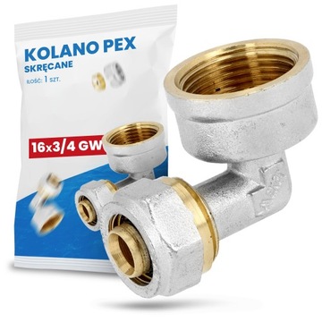 KOLANO PEX SKRĘCANE 16x3/4 GW ZŁĄCZKA ŁĄCZNIK RUR KOLANKO MOSIĘŻNE SKRĘTNE