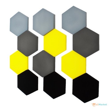 Akustyczne panele ścienne 3d zestaw 16 sztuk paneli dekoracyjnych Heksagon