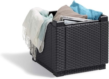 Садовый пуф с ящиком для хранения CUBE Графит