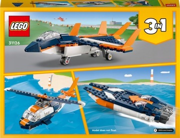 LEGO Creator 3 w 1 31126 Odrzutowiec naddźwiękowy + torebka prezentowa