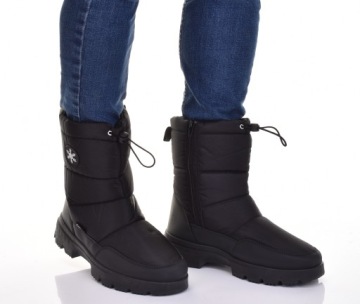 ВЫСОКИЕ МУЖСКИЕ СНЕЖНЫЕ БОТИНКИ КЛАССИЧЕСКИЕ ЗИМНИЕ УТЕПЛЕННЫЕ БОТИНКИ Сплошной ЧЕРНЫЙ