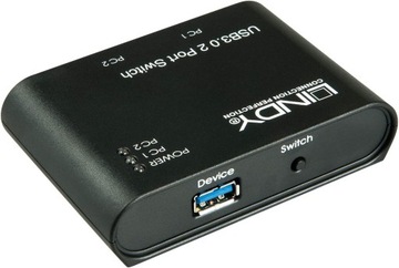 Lindy 43149 2-портовый коммутатор USB 3.0 для 2 компьютеров с ПК с горячими клавишами