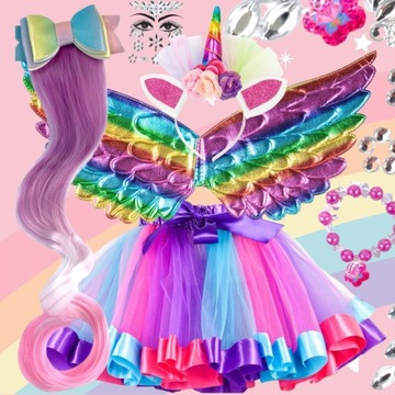 БОЛЬШОЙ ВОЛШЕБНЫЙ НАБОР ЕДИНОРОГ костюм ПЕГАСА ЮБКА АКСЕССУАРЫ ДЛЯ ВЫПУСКА