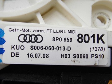 MOTOREK OKNO 8P0959801K AUDI A3 8P FACELIFT LEVÝ PŘEDNÍ ORIGINÁLNÍ