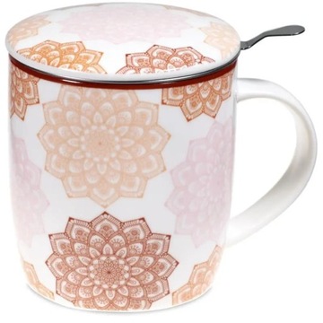 Kubek z zaparzaczem różowa MANDALA 400ml